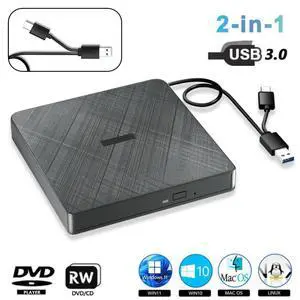 External CD DVD Drive, USB 3.0 & Type-C Portable CD DVD Burner +/-RW DVD Player for Laptop, External CD/DVD Drive, External Optical USB DVD Drive Compatible with Windows 7/8/10/XP Linux MacOS External CD DVD Drive, USB 3.0 & Type-C Portable CD DVD Burner +/-RW DVD Player for Laptop, External CD/DVD Drive, External Optical USB DVD Drive Compatible with Windows 7/8/10/XP Linux MacOS