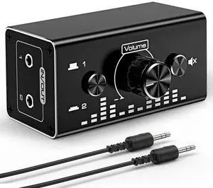 WRIARICH Bi-Directional 3.5mm Jack Audio Switch Selector 2 In 1 Out / 1 In 2 Out Noiseless Analogue Stereo Audio Switch with Volume Control, Sound Distribution Splitter Box for Speakers Headphones PC WRIARICH Bi-Directional 3.5mm Jack Audio Switch Selector 2 In 1 Out / 1 In 2 Out Noiseless Analogue Stereo Audio Switch with Volume Control, Sound Distribution Splitter Box for Speakers Headphones PC