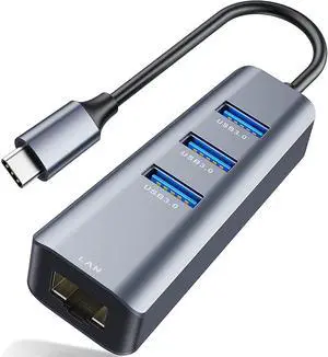 USB C to 3 x USB 3.0 Hub with Ethernet Adapter, 4-in-1 10/100/1000Mbps Ethernet RJ45 to USB-C/Thunderbolt 3 to Gigabit Ethernet LAN Network Adapter for Mac Chromebook, XPS, Surface Book 3/2/Go etc. USB C to 3 x USB 3.0 Hub with Ethernet Adapter, 4-in-1 10/100/1000Mbps Ethernet RJ45 to USB-C/Thunderbolt 3 to Gigabit Ethernet LAN Network Adapter for Mac Chromebook, XPS, Surface Book 3/2/Go etc.
