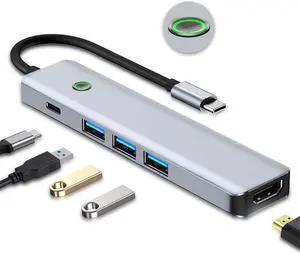 5 in 1 USB C Hub, One Click Screen Projection/Rest MF Mac USB C Adapter, Great for Kids with Laptops for School, USB C Hub with 1* 4K HDMI, 3* USB 3.0 Ports, 100W PD for MacBook/Laptop/Phones 5 in 1 USB C Hub, One Click Screen Projection/Rest MF Mac USB C Adapter, Great for Kids with Laptops for School, USB C Hub with 1* 4K HDMI, 3* USB 3.0 Ports, 100W PD for MacBook/Laptop/Phones