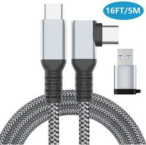USB C to USB C VR Link Cable, 16FT/5M VR Cable Compatible with Meta Oculus Quest 2/3/Pro Pico, Nylon Braided USB C to C Cord Cable Accessories and Gaming PC Steam VR, Type C Cable, for VR Headset USB C to USB C VR Link Cable, 16FT/5M VR Cable Compatible with Meta Oculus Quest 2/3/Pro Pico, Nylon Braided USB C to C Cord Cable Accessories and Gaming PC Steam VR, Type C Cable, for VR Headset