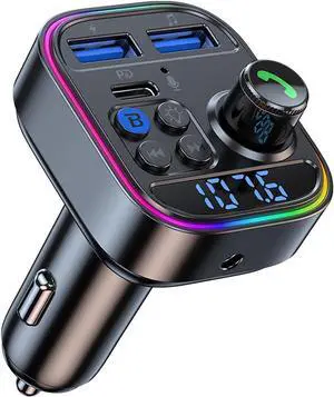 Bluetooth 5.3 FM Transmitter for Car, Bluetooth Car Adapter with Type-C PD(30W) Car Charger and Dual USB Port,Wireless FM Radio Transmitter, Support MP3 Player, Handsfree Calling, LED Backlit, U Disk Bluetooth 5.3 FM Transmitter for Car, Bluetooth Car Adapter with Type-C PD(30W) Car Charger and Dual USB Port,Wireless FM Radio Transmitter, Support MP3 Player, Handsfree Calling, LED Backlit, U Disk