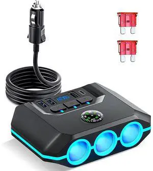 WRIARICH Car Auto Cigarette Lighter Splitter, 120W Car Charger Adapter with USB & PD, 7 in 1 Multi Port Power Plug with Independent Switches & LED Voltage Display for 12V- 24V Vehicles giyqxHw WRIARICH Car Auto Cigarette Lighter Splitter, 120W Car Charger Adapter with USB & PD, 7 in 1 Multi Port Power Plug with Independent Switches & LED Voltage Display for 12V- 24V Vehicles giyqxHw