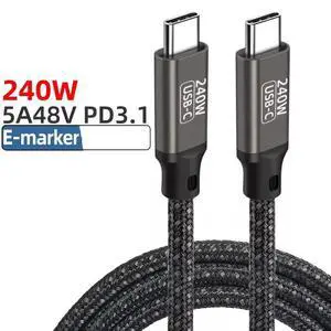 USB C to USB C Cable 240W 10ft / 3M, Type C Charging Cable, USB C 240W Fast Charging Cord Nylon Braided Type-C Cable Compatible with Mac-Book Pro, i-Pad Pro, Air 4th, Ga-laxy S21, Pixel, and More USB C to USB C Cable 240W 10ft / 3M, Type C Charging Cable, USB C 240W Fast Charging Cord Nylon Braided Type-C Cable Compatible with Mac-Book Pro, i-Pad Pro, Air 4th, Ga-laxy S21, Pixel, and More