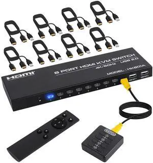 WRIARICH 8 Port HDMI KVM Switch 8 in 1 Out, 4K @60Hz HDMI KVM Switch for 8 PCs Share 1 Monitor and 4 USB Devices, Including 8 HDMI KVM Cables and IR Remote Control giyqxHw WRIARICH 8 Port HDMI KVM Switch 8 in 1 Out, 4K @60Hz HDMI KVM Switch for 8 PCs Share 1 Monitor and 4 USB Devices, Including 8 HDMI KVM Cables and IR Remote Control giyqxHw