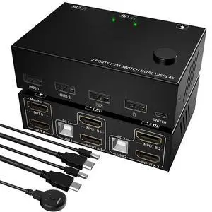 WRIARICH HDMI KVM Switch 2 Monitors 2 Computers, 4K @30Hz Dual Monitor HDMI USB 2.0 Switcher 2 in 2 Out PC Keyboard Mouse KVM Switcher Support Extended And Copy Display WRIARICH HDMI KVM Switch 2 Monitors 2 Computers, 4K @30Hz Dual Monitor HDMI USB 2.0 Switcher 2 in 2 Out PC Keyboard Mouse KVM Switcher Support Extended And Copy Display