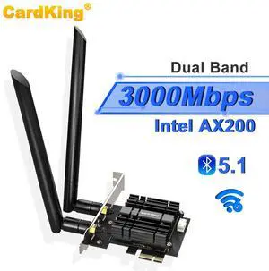 WRIARICH Cardking WiFi 6 Card AX 3000Mbps PCIe Network Card AX200 802.11AX 2.4Ghz / 5.8Ghz with Bluetooth 5.0 & Heat Sink Wireless PCI Express Wi-Fi Adapters Dual Band Antenna for Windows 10 64-bit WRIARICH Cardking WiFi 6 Card AX 3000Mbps PCIe Network Card AX200 802.11AX 2.4Ghz / 5.8Ghz with Bluetooth 5.0 & Heat Sink Wireless PCI Express Wi-Fi Adapters Dual Band Antenna for Windows 10 64-bit