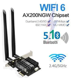 WRIARICH WiFi 6 Card AX 3000Mbps PCIe Network Card AX200 802.11AX 2.4Ghz/5.8Ghz with Bluetooth 5.0 & Heat Sink Wireless PCI Express Wi-Fi Adapters Dual Band Antenna for Windows 10 64-bit WRIARICH WiFi 6 Card AX 3000Mbps PCIe Network Card AX200 802.11AX 2.4Ghz/5.8Ghz with Bluetooth 5.0 & Heat Sink Wireless PCI Express Wi-Fi Adapters Dual Band Antenna for Windows 10 64-bit