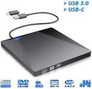 WRIARICH External CD DVD Drive, USB 3.0 Type-C Portable CD/Dvd +/-Rw Drive Slim Dvd/CD Rom Superdrive Rewriter Burner Player for Laptop Macbook Windows XP/Win 7/Win 8/Win 10/Vista/Linux/Mac OS (Black) WRIARICH External CD DVD Drive, USB 3.0 Type-C Portable CD/Dvd +/-Rw Drive Slim Dvd/CD Rom Superdrive Rewriter Burner Player for Laptop Macbook Windows XP/Win 7/Win 8/Win 10/Vista/Linux/Mac OS (Black)