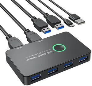 USB 3.0 Switch 2 in 4 Out, USB Switcher 2 Computers Share 4 USB 3.0 Port KVM Switches Hub One-Button USB KVM Switch Selector for Keyboard Mouse Printer PC Scanner Compatible with Mac Windows Linux USB 3.0 Switch 2 in 4 Out, USB Switcher 2 Computers Share 4 USB 3.0 Port KVM Switches Hub One-Button USB KVM Switch Selector for Keyboard Mouse Printer PC Scanner Compatible with Mac Windows Linux