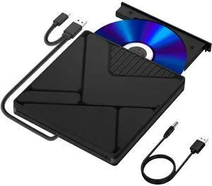 External CD DVD Drive for Laptop, USB 3.0 &Type-C Portable Slim CD/DVD +/-RW Burner, DVD/CD ROM Rewriter Low Noise Optical External Disk Drive for Desktop PC Windows 11/10/8/7/XP/Vista/Linux, Mac External CD DVD Drive for Laptop, USB 3.0 &Type-C Portable Slim CD/DVD +/-RW Burner, DVD/CD ROM Rewriter Low Noise Optical External Disk Drive for Desktop PC Windows 11/10/8/7/XP/Vista/Linux, Mac