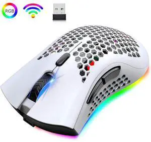 Gaming Mice Wireless Lightweight Gaming Mouse Honeycomb with 7 Button Multi RGB Backlit Perforated Ergonomic Shell Optical Sensor Adjustable DPI Rechargeable 800mAh Battery USB Receiver for PC Laptop Gaming Mice Wireless Lightweight Gaming Mouse Honeycomb with 7 Button Multi RGB Backlit Perforated Ergonomic Shell Optical Sensor Adjustable DPI Rechargeable 800mAh Battery USB Receiver for PC Laptop