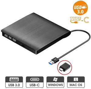 WRIARICH External DVD Drive, Type C USB 3.0 Portable CD Drive Slim CD DVD ROM Rewriter Burner Superdrive High Speed Data Transfer for Laptop Desktop MacBook PC Windows Linux Os Mac Os (Color: Black) WRIARICH External DVD Drive, Type C USB 3.0 Portable CD Drive Slim CD DVD ROM Rewriter Burner Superdrive High Speed Data Transfer for Laptop Desktop MacBook PC Windows Linux Os Mac Os (Color: Black)