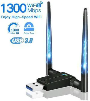 1300Mbps WiFi Adapter for Desktop PC, 2×5dBi Antenna USB Wireless Adapter, USB 3.0 WiFi Dongle, 2.4/5GHz USB Network Adapter, AC1300 Wireless Adapter for WIN 10/8/8.1/7/XP/Vista, Linux, Mac OS 1300Mbps WiFi Adapter for Desktop PC, 2×5dBi Antenna USB Wireless Adapter, USB 3.0 WiFi Dongle, 2.4/5GHz USB Network Adapter, AC1300 Wireless Adapter for WIN 10/8/8.1/7/XP/Vista, Linux, Mac OS
