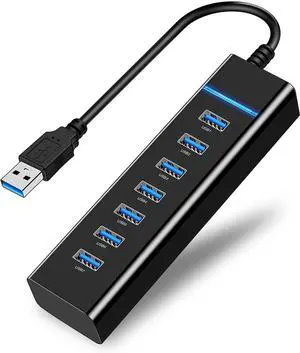 WRIARICH USB Hub 3.0, 7 Port USB 3.0 Hub LED Portable High-Speed Compatible for iMac Pro, MacBook Air, Mac Mini/Pro, Surface Pro, PC and Laptop WRIARICH USB Hub 3.0, 7 Port USB 3.0 Hub LED Portable High-Speed Compatible for iMac Pro, MacBook Air, Mac Mini/Pro, Surface Pro, PC and Laptop