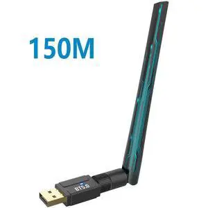 150M Long Range Bluetooth 5.4 Adapter for PC, Wireless USB Bluetooth Dongle w/ 5dBi Antenna for Laptop Desktop Windows 11 10 8.1 7, Plug n Play Bluetooth Headphones Headset Speaker Mouse Keyboard 150M Long Range Bluetooth 5.4 Adapter for PC, Wireless USB Bluetooth Dongle w/ 5dBi Antenna for Laptop Desktop Windows 11 10 8.1 7, Plug n Play Bluetooth Headphones Headset Speaker Mouse Keyboard
