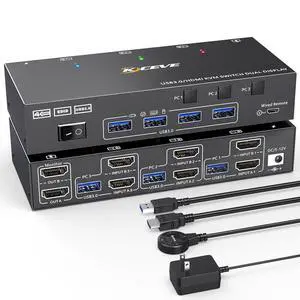 WRIARICH Dual Monitor KVM Switch USB 3.0 HDMI KVM Switch for 2 Monitors 3 Computers 4K@60Hz 2K@144Hz, with EDID Emulator, Dual Monitor KVM Switch with 4 USB 3.0 Ports, Wired Remote and Cables Included WRIARICH Dual Monitor KVM Switch USB 3.0 HDMI KVM Switch for 2 Monitors 3 Computers 4K@60Hz 2K@144Hz, with EDID Emulator, Dual Monitor KVM Switch with 4 USB 3.0 Ports, Wired Remote and Cables Included