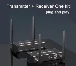 WRIARICH 5G Wireless HDMI KVM Extender Kit Up to 656ft (200m) at 1080p@60Hz, Supports Dual Antenna, Long Range, 5GHz Frequency, HDMI Loopout, IR Extension, AUX Audio for Laptop, Church, Home, Office WRIARICH 5G Wireless HDMI KVM Extender Kit Up to 656ft (200m) at 1080p@60Hz, Supports Dual Antenna, Long Range, 5GHz Frequency, HDMI Loopout, IR Extension, AUX Audio for Laptop, Church, Home, Office