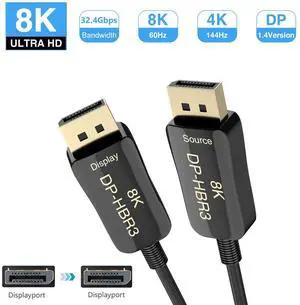 WRIARICH DisplayPort to DisplayPort Fiber Optic Cable,330FT DP to DP Cable, Male to Male Supports 8K 4K High Speed 32.4Gbps DP Cord, Compatible with Projector, Computer, Laptop(In Wall) WRIARICH DisplayPort to DisplayPort Fiber Optic Cable,330FT DP to DP Cable, Male to Male Supports 8K 4K High Speed 32.4Gbps DP Cord, Compatible with Projector, Computer, Laptop(In Wall)