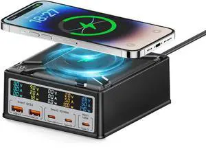 WRIARICH 260W USB Charging Station with Wireless Charging, 5-Port Desktop Charger, USB C Charging Station for MacBook Pro/Air, iPad Pro/Air, iPhone 15 Pro Max/14, Galaxy S24 Ultra WRIARICH 260W USB Charging Station with Wireless Charging, 5-Port Desktop Charger, USB C Charging Station for MacBook Pro/Air, iPad Pro/Air, iPhone 15 Pro Max/14, Galaxy S24 Ultra
