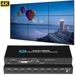WRIARICH 4K Video Wall Controller 1x1,1x2, 1x3, 1x4, 2x1, 2x2, 2x3, 2x4, 3x1, 3x2, 3x3, 4x1, 4x2 TV Wall Processor for 9 TV Splicing Display Support 3840x2160@30Hz HDMI Inputs and Rotate 180 Degree WRIARICH 4K Video Wall Controller 1x1,1x2, 1x3, 1x4, 2x1, 2x2, 2x3, 2x4, 3x1, 3x2, 3x3, 4x1, 4x2 TV Wall Processor for 9 TV Splicing Display Support 3840x2160@30Hz HDMI Inputs and Rotate 180 Degree