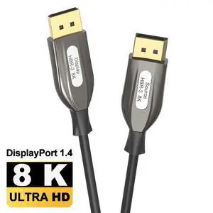 WRIARICH Unidirectional DP Fiber Optic Cable 164ft, 8K Fiber Displayport Cable Support HBR3, DSC 1.2, HDR10, 32.4Gbps, 8K@60Hz, 4K@144Hz, Thin and Slim Fiber DP1.4 Cable with Optic Technology WRIARICH Unidirectional DP Fiber Optic Cable 164ft, 8K Fiber Displayport Cable Support HBR3, DSC 1.2, HDR10, 32.4Gbps, 8K@60Hz, 4K@144Hz, Thin and Slim Fiber DP1.4 Cable with Optic Technology