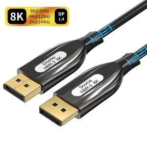 WRIARICH 8K Fiber Optic Displayport 1.4 Cable 164 Ft, Active Optical DP to DP Cable Support 8K@60Hz 4K@144Hz 2K,32.4Gbps,HBR3,HDCP2.2,HDR,VR Headset,Graphics,Slim and Flexible Display Port Cord WRIARICH 8K Fiber Optic Displayport 1.4 Cable 164 Ft, Active Optical DP to DP Cable Support 8K@60Hz 4K@144Hz 2K,32.4Gbps,HBR3,HDCP2.2,HDR,VR Headset,Graphics,Slim and Flexible Display Port Cord
