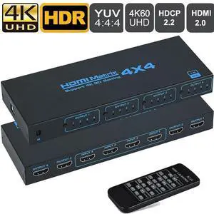 WRIARICH HDMI Matrix 4x4, 4K HDMI Matrix Switch with IR Remote Support 4K@30Hz 3D 10.2Gbps, HDMI 1.4, 1080P@60Hz, 3D, YUV 4:2:0 (OZJ7) WRIARICH HDMI Matrix 4x4, 4K HDMI Matrix Switch with IR Remote Support 4K@30Hz 3D 10.2Gbps, HDMI 1.4, 1080P@60Hz, 3D, YUV 4:2:0 (OZJ7)