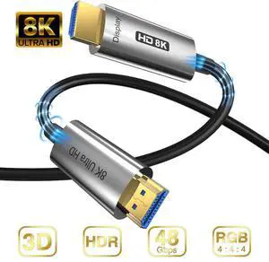WRIARICH 4K 120Hz HDMI to HDMI Fiber Optic Cable, 48Gbps High Speed 3D 8K@60Hz 4K@120Hz 144Hz HDMI Cord eARC HDR10 HDCP 2.2&2.3 -for Laptop,Game Monitor,PS3,PS4,Blu-ray - 164FT, Silver WRIARICH 4K 120Hz HDMI to HDMI Fiber Optic Cable, 48Gbps High Speed 3D 8K@60Hz 4K@120Hz 144Hz HDMI Cord eARC HDR10 HDCP 2.2&2.3 -for Laptop,Game Monitor,PS3,PS4,Blu-ray - 164FT, Silver