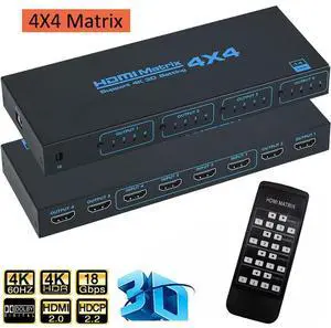 WRIARICH 4x4 HDMI Matrix Switch with IR Remote Control,4 in 4 Out Matrix HDMI Video Switcher Splitter, Support 4K@30Hz 3D 10.2Gbps, HDMI 1.4, 1080P@60Hz, 3D, YUV 4:2:0 WRIARICH 4x4 HDMI Matrix Switch with IR Remote Control,4 in 4 Out Matrix HDMI Video Switcher Splitter, Support 4K@30Hz 3D 10.2Gbps, HDMI 1.4, 1080P@60Hz, 3D, YUV 4:2:0