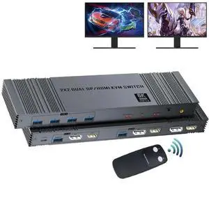 WRIARICH HDMI DP KVM Switch Dual Monitors 2 Computers,2 Port 8K@30HZ USB3.0 Monitor Switcher for 2 Laptops 2 Monitors, with Manual Switching and Remote Control WRIARICH HDMI DP KVM Switch Dual Monitors 2 Computers,2 Port 8K@30HZ USB3.0 Monitor Switcher for 2 Laptops 2 Monitors, with Manual Switching and Remote Control