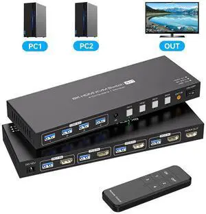 WRIARICH HDMI USB 3.0 Monitor KVM Switch HDMI 8K@60Hz,4K@120Hz, HDMI Extended Display Switcher for 4 Computers Share 1 Monitors and 4 USB 3.0 Ports,Wired Controller and 4 Cables Included WRIARICH HDMI USB 3.0 Monitor KVM Switch HDMI 8K@60Hz,4K@120Hz, HDMI Extended Display Switcher for 4 Computers Share 1 Monitors and 4 USB 3.0 Ports,Wired Controller and 4 Cables Included