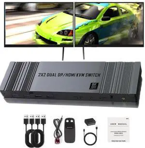 WRIARICH Dual Monitor KVM Switch HDMI+Displayport 2 Port 8K@60Hz, USB HDMI Extended Display Switcher for 2 Computers Share 2 Monitors and 4 USB 2.0 Hub,Remote Control and USB HDMI Cables Included WRIARICH Dual Monitor KVM Switch HDMI+Displayport 2 Port 8K@60Hz, USB HDMI Extended Display Switcher for 2 Computers Share 2 Monitors and 4 USB 2.0 Hub,Remote Control and USB HDMI Cables Included