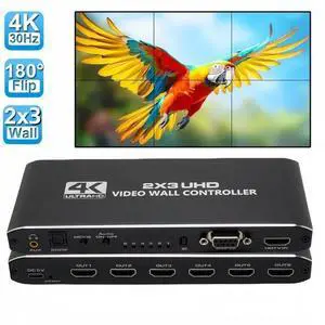WRIARICH 2x3 HDMI Video Wall Controller, 1080P@60Hz HDMI TV Wall Processor, 4K HDMI Video Image Processor, Support 14 Display Modes,1x1, 1x2, 1x3, 1x4, 1x5,1x6, 2x1, 2x2, 2x3, 3x1, 3x2, 4x1,5x1, 6x1 WRIARICH 2x3 HDMI Video Wall Controller, 1080P@60Hz HDMI TV Wall Processor, 4K HDMI Video Image Processor, Support 14 Display Modes,1x1, 1x2, 1x3, 1x4, 1x5,1x6, 2x1, 2x2, 2x3, 3x1, 3x2, 4x1,5x1, 6x1