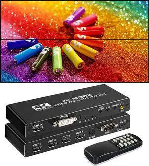 WRIARICH 2x2 Video Wall Controller | 1080p, HDMI 1.4, HDCP1.4 Compliant | HDMI & DVI Inputs; HDMI Outputs | 8 Display Modes - 2x2, 1x2, 1x3, 1x4, 2x1, 3x1, 4x1 | WRIARICH 2x2 Video Wall Controller | 1080p, HDMI 1.4, HDCP1.4 Compliant | HDMI & DVI Inputs; HDMI Outputs | 8 Display Modes - 2x2, 1x2, 1x3, 1x4, 2x1, 3x1, 4x1 |