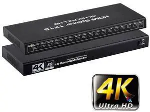 WRIARICH HDMI Splitter 1 in 16 Out, LUOM 1x16 Power HDMI Splitter 16 Ports w/AC Adapter, 4Kx2K@30Hz 3D Full HD Distributor for HDTV, STB, PS16, PS16 Pro Blu-Ray DVD Player, Projector Etc WRIARICH HDMI Splitter 1 in 16 Out, LUOM 1x16 Power HDMI Splitter 16 Ports w/AC Adapter, 4Kx2K@30Hz 3D Full HD Distributor for HDTV, STB, PS16, PS16 Pro Blu-Ray DVD Player, Projector Etc