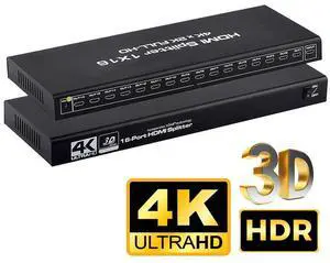 WRIARICH 1x16 HDMI Splitter, 1 in 16 Out HDMI Splitter Audio Video Distributor Box Support 3D & 4K x 2K Compatible for HDTV, STB, DVD, PS16, Projector Etc WRIARICH 1x16 HDMI Splitter, 1 in 16 Out HDMI Splitter Audio Video Distributor Box Support 3D & 4K x 2K Compatible for HDTV, STB, DVD, PS16, Projector Etc