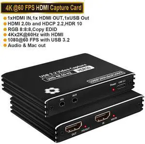 WRIARICH USB3.2 4K60 HDMI Video Capture Card, 4K 60FPS HD Game Capture Device Cam Link with HDMI Passthrough Work with Xbox PS5 PS4 Switch DSLR for OBS Twitch Live Streaming and Recording WRIARICH USB3.2 4K60 HDMI Video Capture Card, 4K 60FPS HD Game Capture Device Cam Link with HDMI Passthrough Work with Xbox PS5 PS4 Switch DSLR for OBS Twitch Live Streaming and Recording