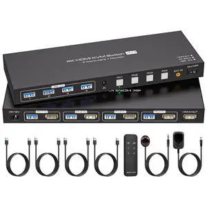 WRIARICH 4X1 KVM Switch HDMI - HDMI KVM Switch for 1 Monitor 4 Computers to Share Mouse, Keyboard, Printer, USB 3.0 Device and Ultra HD Monitor, Support 4K@60Hz with Wired Controller WRIARICH 4X1 KVM Switch HDMI - HDMI KVM Switch for 1 Monitor 4 Computers to Share Mouse, Keyboard, Printer, USB 3.0 Device and Ultra HD Monitor, Support 4K@60Hz with Wired Controller