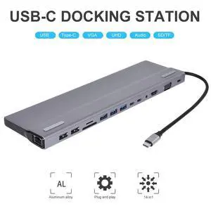 14 in 1 Docking Station, USB C Hub Type C Multiport Adapter for MacBook Pro/Air, Mac Dongle with HDMI, Gigabit, VGA, PD Port, 5 USB 3.0/2.0, SD/TF Card Reader and Mic/Audio,87W Power Delivery 14 in 1 Docking Station, USB C Hub Type C Multiport Adapter for MacBook Pro/Air, Mac Dongle with HDMI, Gigabit, VGA, PD Port, 5 USB 3.0/2.0, SD/TF Card Reader and Mic/Audio,87W Power Delivery