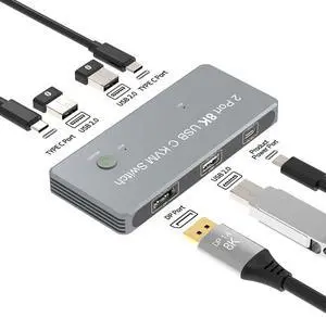 WRIARICH 2PC USB C KVM Switch One DP Monitor 8K@60Hz, 2xUSB-C PC to One DisplayPort Monitor, PC Screens Keyboard Mouse Switcher 2 in 1 Out with Button Switch, PC Monitor Keyboard Mouse Switcher WRIARICH 2PC USB C KVM Switch One DP Monitor 8K@60Hz, 2xUSB-C PC to One DisplayPort Monitor, PC Screens Keyboard Mouse Switcher 2 in 1 Out with Button Switch, PC Monitor Keyboard Mouse Switcher