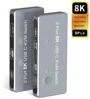 WRIARICH 2 Port DisplayPort 1.4 8K KVM Switch DP 2 PC Input 1 DP Output DisplayPort Monitor 8K@60Hz 4K@144Hz with 3X USB2.0 Port Sharing one USB Keyboard Mouse U disks WRIARICH 2 Port DisplayPort 1.4 8K KVM Switch DP 2 PC Input 1 DP Output DisplayPort Monitor 8K@60Hz 4K@144Hz with 3X USB2.0 Port Sharing one USB Keyboard Mouse U disks