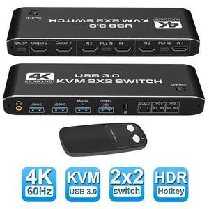WRIARICH 4K@60Hz HDMI2.0b KVM Switch 2 Computers Dual Monitor, 2 in 2 Out 2 Port Type-C HDMI KVM Switch with 4K HDMI, 2xUSB 3.0, Keyboard Mouse, for MacBook, USB-C HDMI PC WRIARICH 4K@60Hz HDMI2.0b KVM Switch 2 Computers Dual Monitor, 2 in 2 Out 2 Port Type-C HDMI KVM Switch with 4K HDMI, 2xUSB 3.0, Keyboard Mouse, for MacBook, USB-C HDMI PC