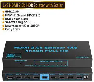 WRIARICH 4K Pro 1x8 HDMI Splitter - HDR, 18Gbps, 4K 60Hz, RGB 4:4:4, with HDCP 2.2 Support (Compatible with PS4/5 Xbox Apple TV Fire Stick Roku Blu-Ray Player) WRIARICH 4K Pro 1x8 HDMI Splitter - HDR, 18Gbps, 4K 60Hz, RGB 4:4:4, with HDCP 2.2 Support (Compatible with PS4/5 Xbox Apple TV Fire Stick Roku Blu-Ray Player)