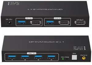 DisplayPort KVM Switch 1 Monitors 2 Computers Display Port 165Hz Displayport KVM Switch 2 Port KVM Displayport Switch Displayport 2 PC 1 Monitor 2 in 1 Out DP KVM, Comes with Wired Controller DisplayPort KVM Switch 1 Monitors 2 Computers Display Port 165Hz Displayport KVM Switch 2 Port KVM Displayport Switch Displayport 2 PC 1 Monitor 2 in 1 Out DP KVM, Comes with Wired Controller