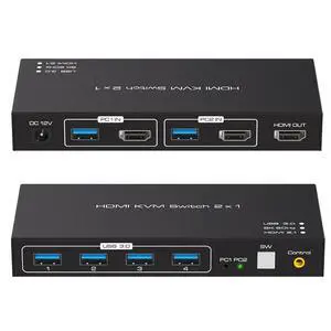 WRIARICH 2X1 HDMI KVM Switch 1 Monitors 2 Computers Display Port 8K HDMI KVM Switch 2 Port KVM HDMI Switch 2 PC 1 Monitor 2 in 1 Out HDMI KVM, Comes with Wired Controller WRIARICH 2X1 HDMI KVM Switch 1 Monitors 2 Computers Display Port 8K HDMI KVM Switch 2 Port KVM HDMI Switch 2 PC 1 Monitor 2 in 1 Out HDMI KVM, Comes with Wired Controller