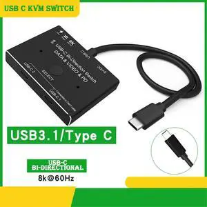 WRIARICH USB-C Switch 2 in 1 Out/1 in 2 Out Upgrade Version KVM Switch Converter Support Video Data PD 8K@30hz 100W 10Gbps Compatible with Thunderbolt Device, Black WRIARICH USB-C Switch 2 in 1 Out/1 in 2 Out Upgrade Version KVM Switch Converter Support Video Data PD 8K@30hz 100W 10Gbps Compatible with Thunderbolt Device, Black