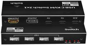 WRIARICH 2x1 USB-C KVM Switch Selector for 2 Computers Share Keyboard Mouse Printer and 1 HD 8K Monitor, 2 KVM USB-C Included WRIARICH 2x1 USB-C KVM Switch Selector for 2 Computers Share Keyboard Mouse Printer and 1 HD 8K Monitor, 2 KVM USB-C Included