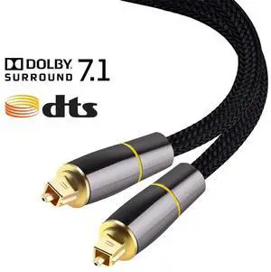 WRIARICH 65 Feet Optical Audio Cable, Fiber Digital Optical SPDIF Toslink Cable with Metal Connectors for Home Theater, Sound Bar, DVD/CD Player, TV & More, Black&Gold WRIARICH 65 Feet Optical Audio Cable, Fiber Digital Optical SPDIF Toslink Cable with Metal Connectors for Home Theater, Sound Bar, DVD/CD Player, TV & More, Black&Gold