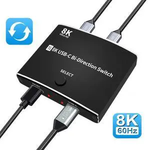 WRIARICH USB C Switch Selector Bi Direction USB C Switch 2 in 1 Out or 1 in 2 Splitter 8K@60Hz Video / 10Gbps Data Transfer,2 USB-C Cables Included for Monitor WRIARICH USB C Switch Selector Bi Direction USB C Switch 2 in 1 Out or 1 in 2 Splitter 8K@60Hz Video / 10Gbps Data Transfer,2 USB-C Cables Included for Monitor